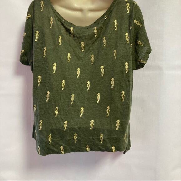 J.JILL HORSE SHOES GRAPHIC DESIGN BLOUSE SIZE M‎ - Picture 2 of 3